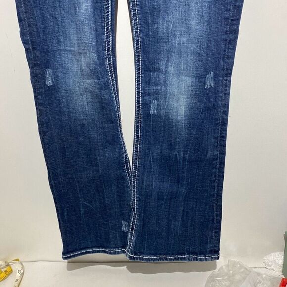 Rock & Roll Cowgirl Women's Blue Low Rise Embellished Bootcut Jeans Size 33 x 32 - Picture 3 of 12